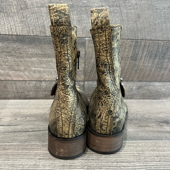 Spirit Lucchese Short boots Olivia crackled brown Black leather Moto Western 7.5 - Picture 5 of 9